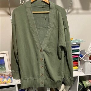 American Eagle Olive Green Button-Up Cardigan